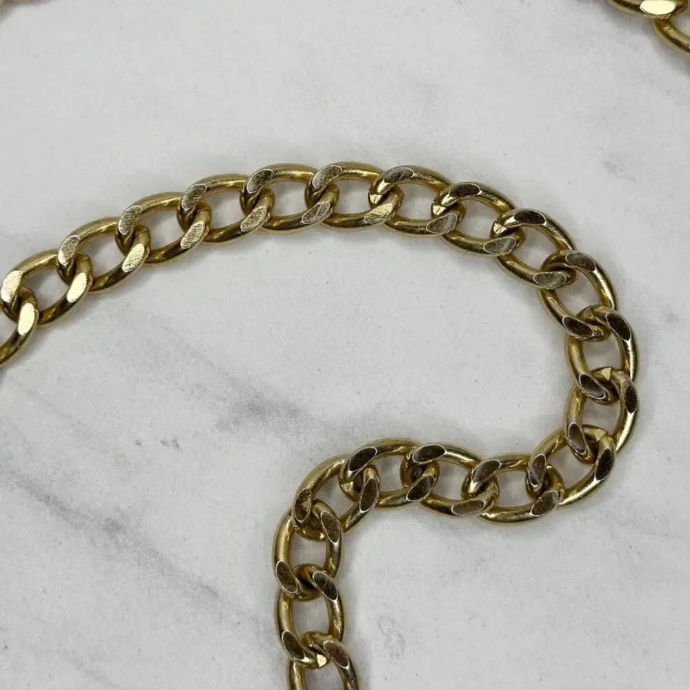 Guess Curb Chain Link Belt One Size (OS) Gold Tone G Logo Designer Y2K ✨